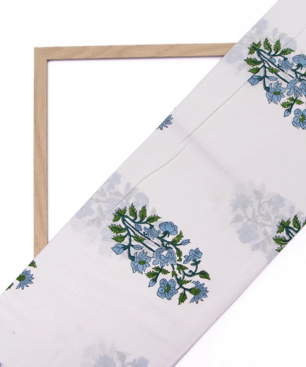 Jaipuri handblock Printed White Mughal Butta Natural Dye Soft Pure Cotton Fabric