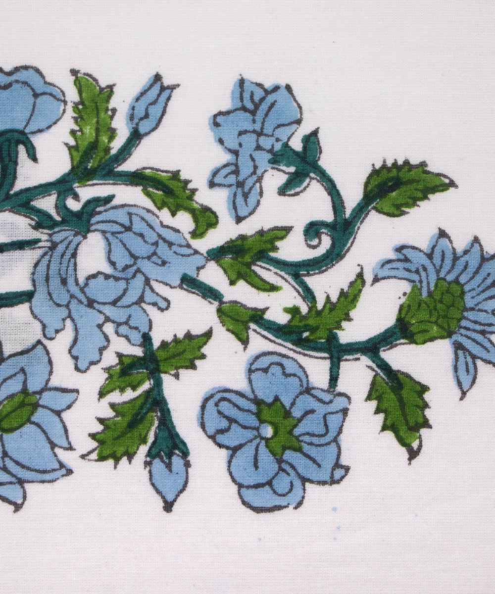 Jaipuri handblock Printed White Mughal Butta Natural Dye Soft Pure Cotton Fabric