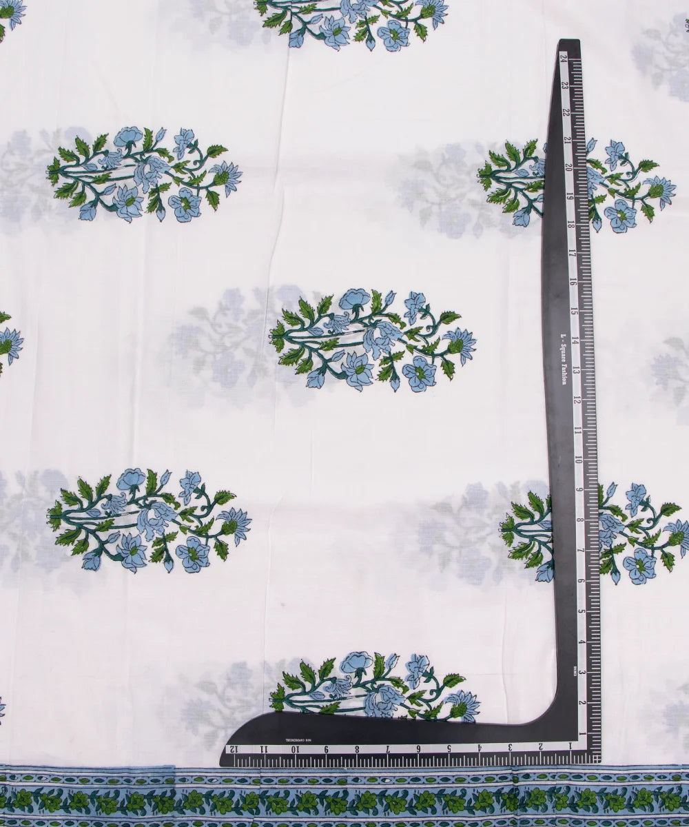 Jaipuri handblock Printed White Mughal Butta Natural Dye Soft Pure Cotton Fabric