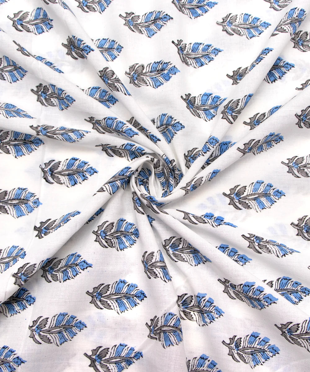 Jaipuri handblock White Butti Printed Natural Dye Soft Pure Cotton Fabric