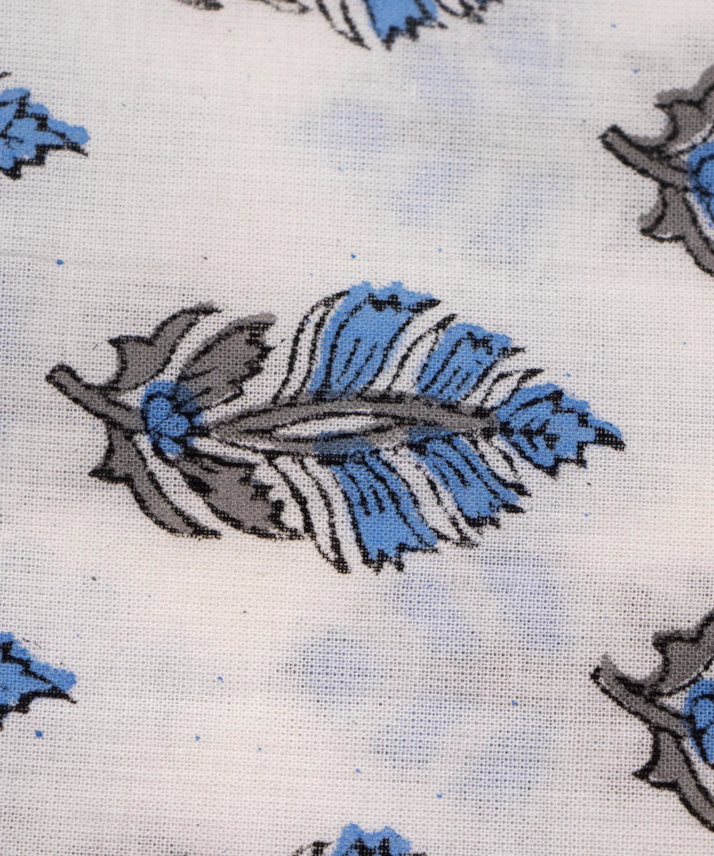 Jaipuri handblock White Butti Printed Natural Dye Soft Pure Cotton Fabric