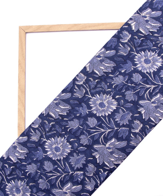 Jaipuri handblock Printed Dark Blue Natural Dye Soft Pure Cotton Fabric