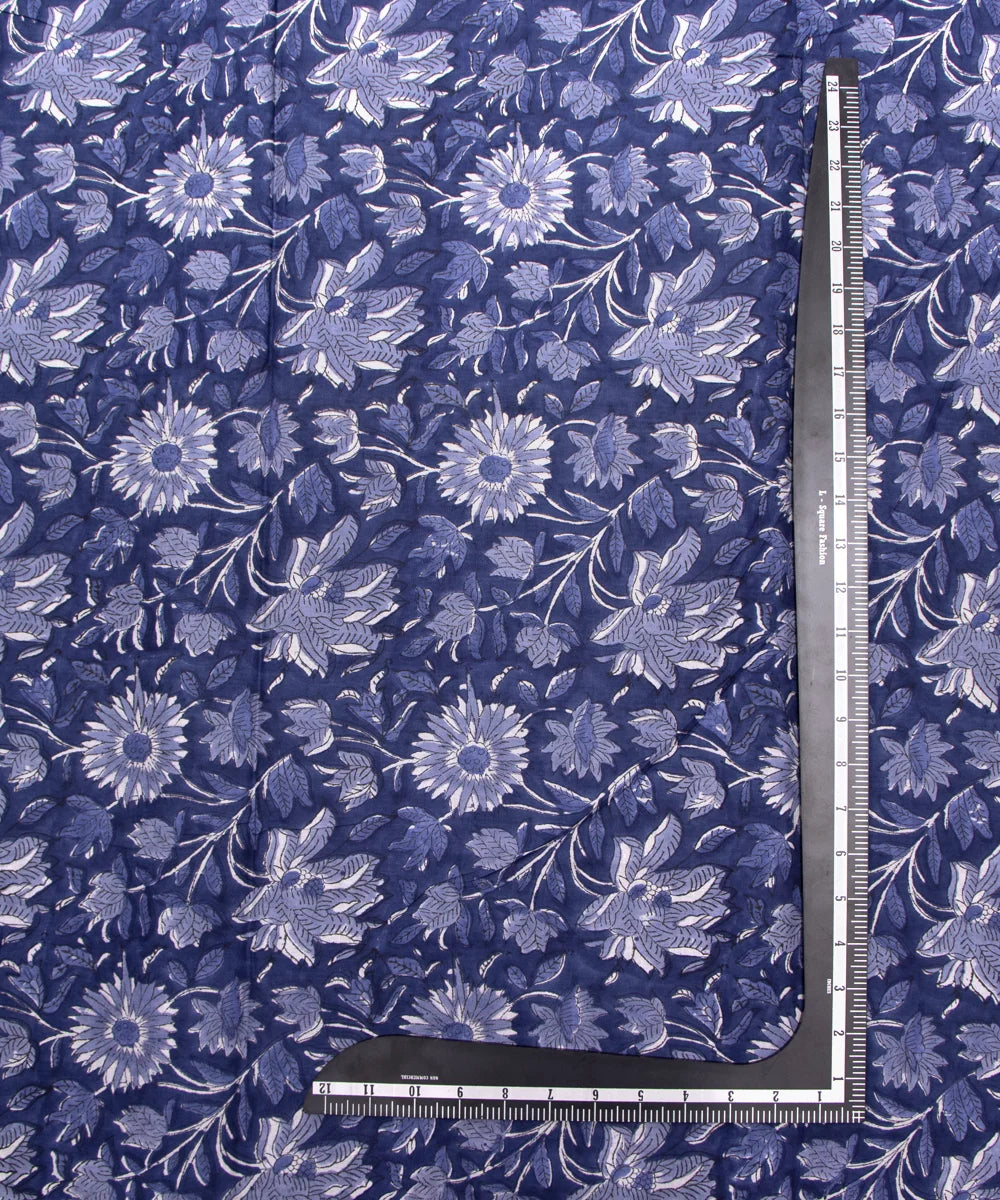 Jaipuri handblock Printed Dark Blue Natural Dye Soft Pure Cotton Fabric