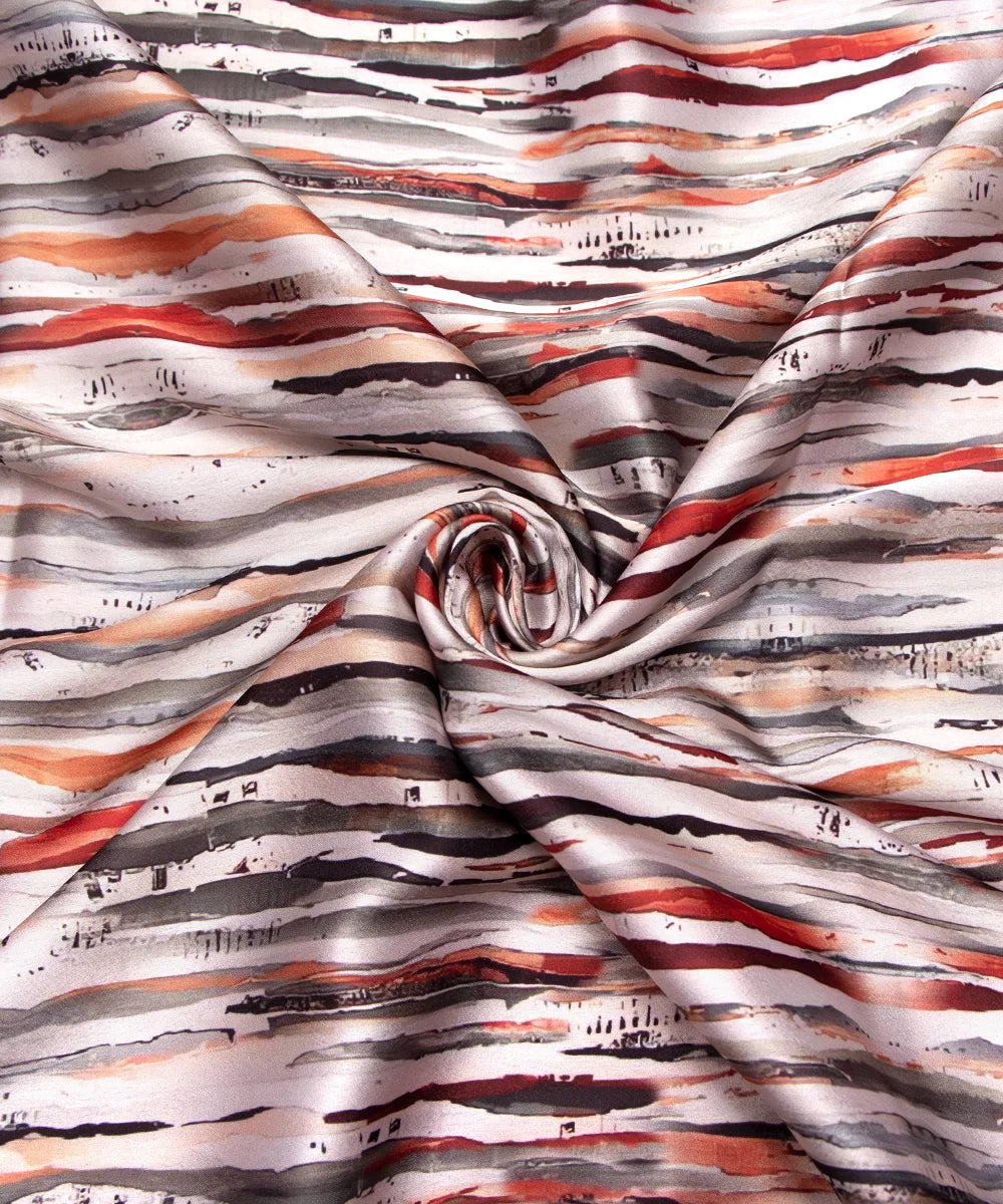Multicolor Abstract Digital Print Japan Satin Fabric