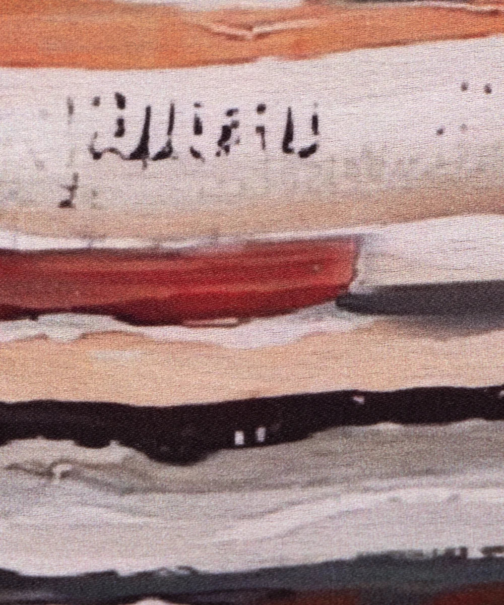 Multicolor Abstract Digital Print Japan Satin Fabric