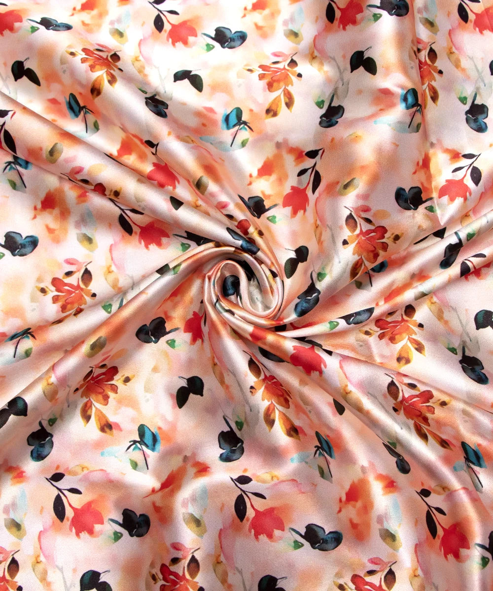 Multi Color Floral Printed Digital Floral Print Japan Satin Fabric
