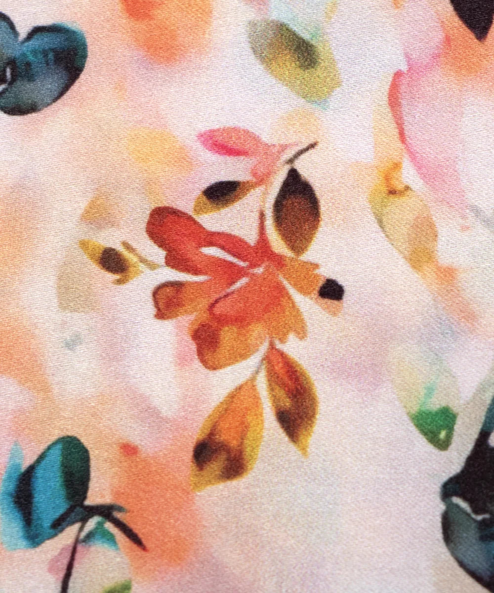 Multi Color Floral Printed Digital Floral Print Japan Satin Fabric
