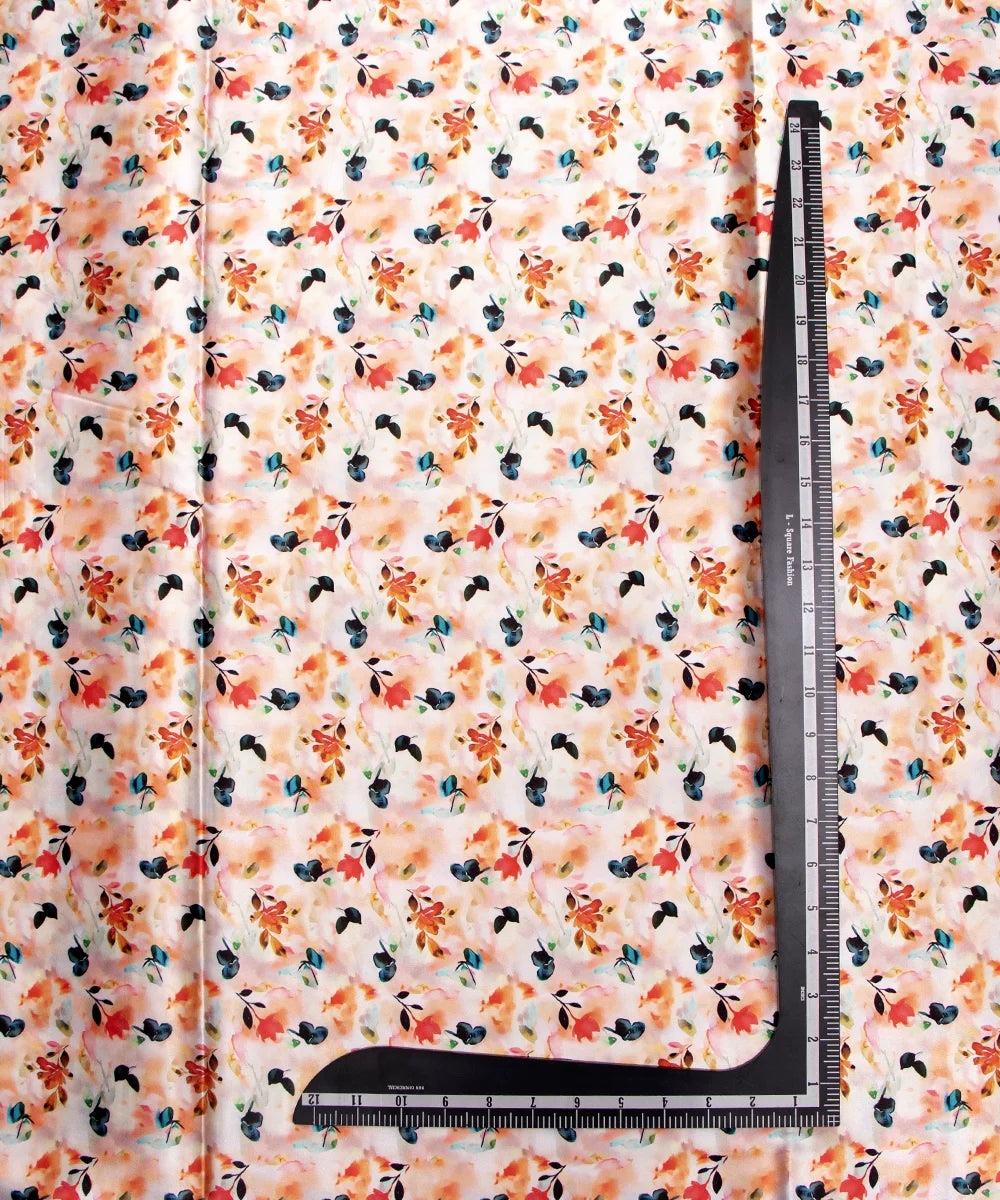 Multi Color Floral Printed Digital Floral Print Japan Satin Fabric