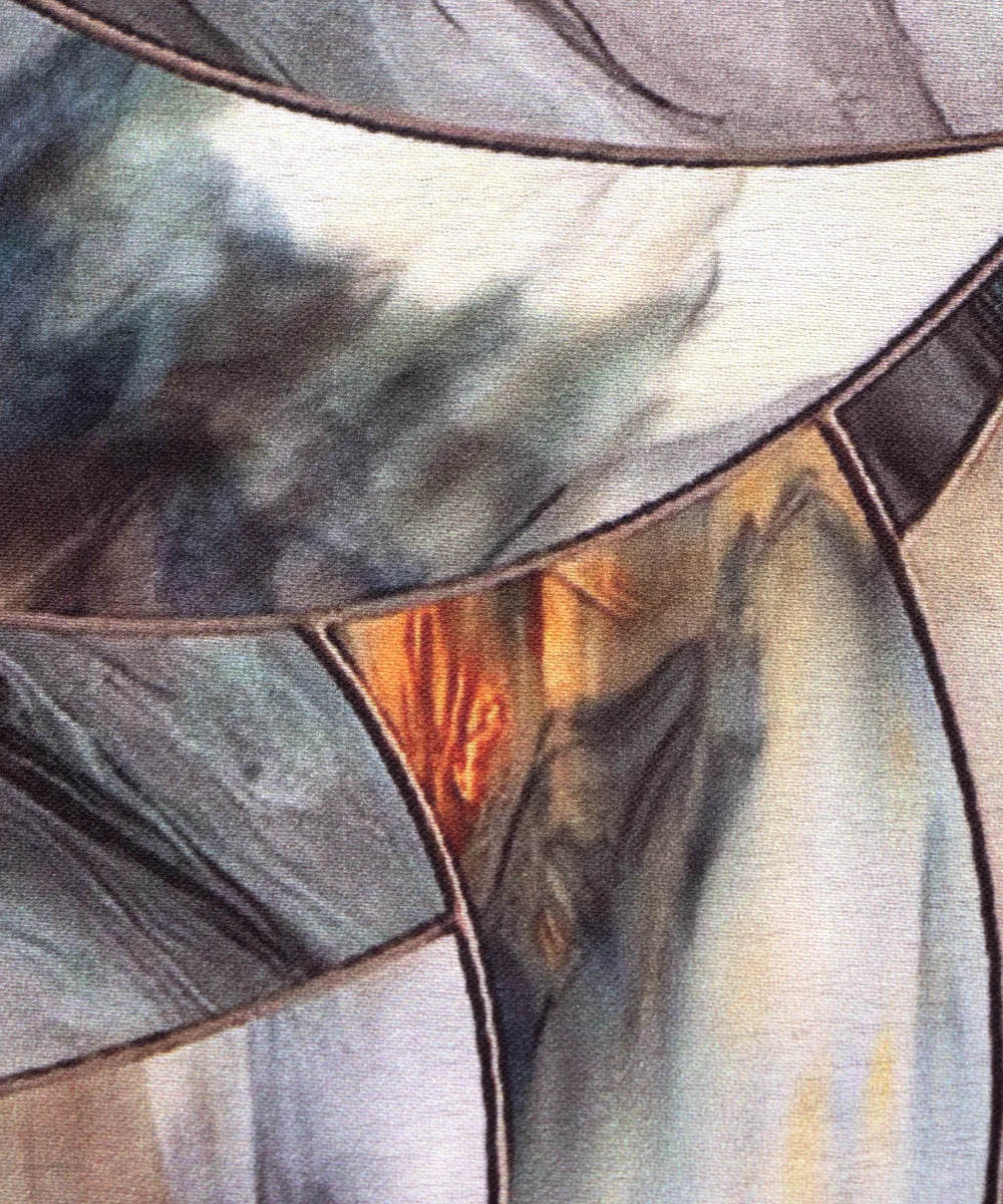 Multicolor Abstract Digital Print Japan Satin Fabric