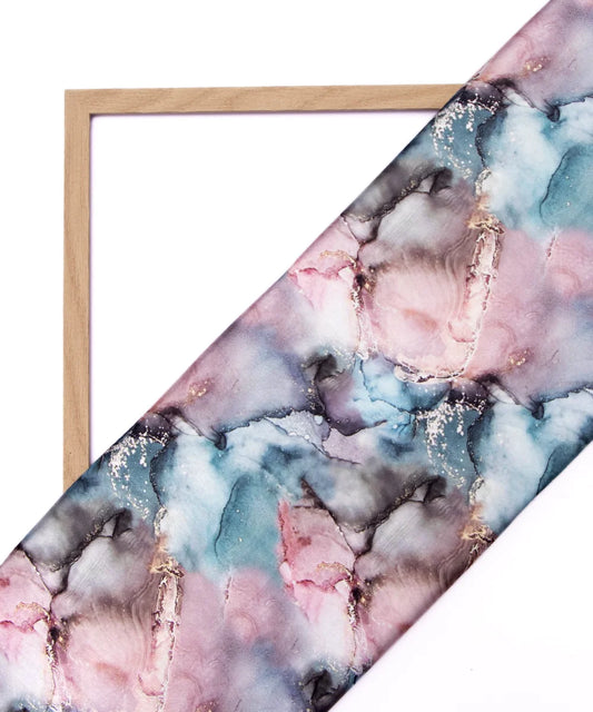 Multicolor Abstract Digital Print Japan Satin Fabric