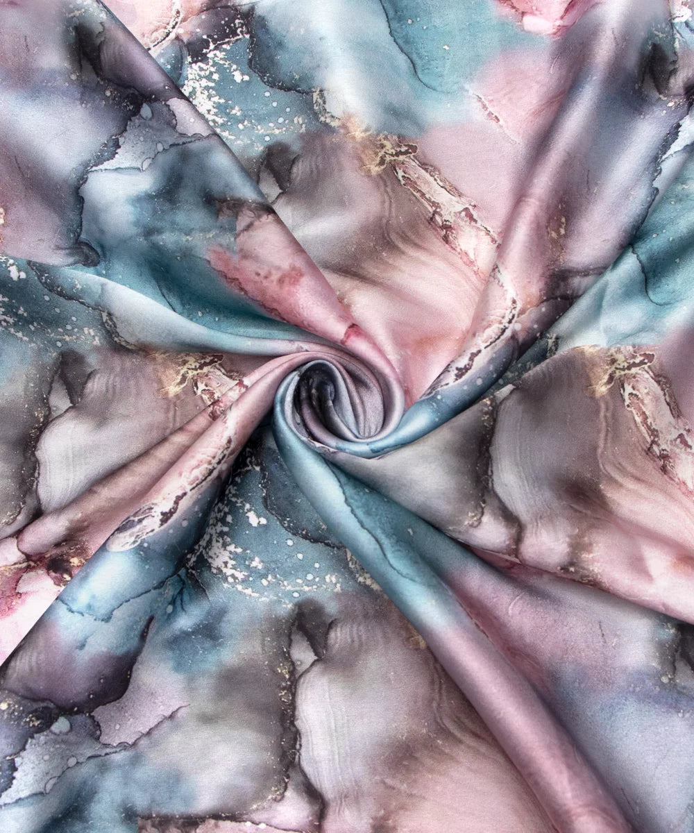 Multicolor Abstract Digital Print Japan Satin Fabric