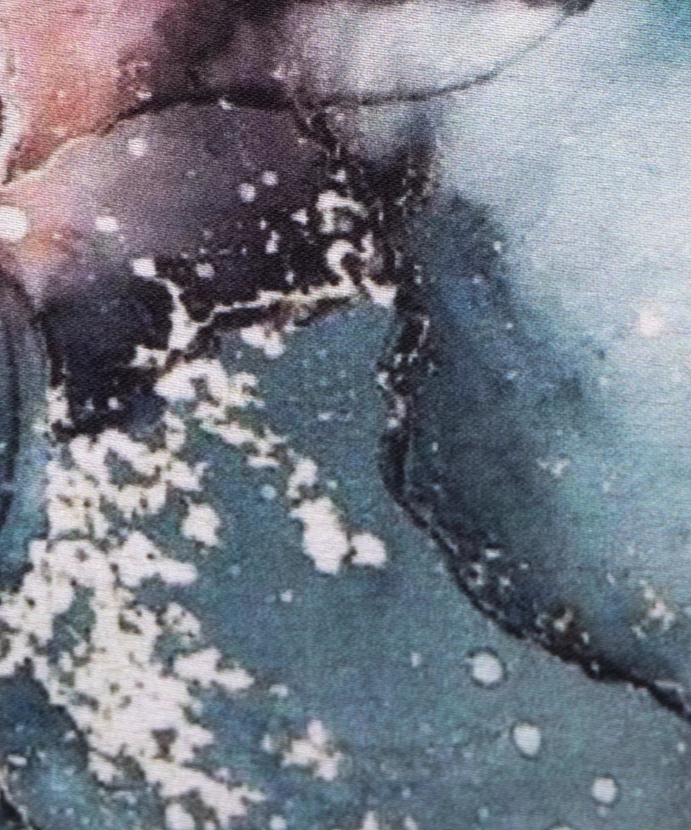 Multicolor Abstract Digital Print Japan Satin Fabric