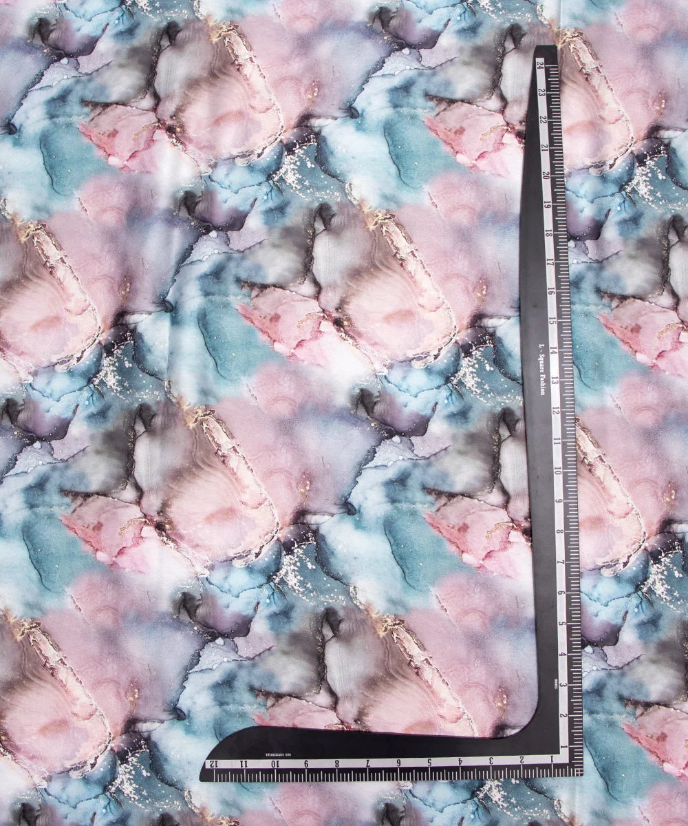 Multicolor Abstract Digital Print Japan Satin Fabric