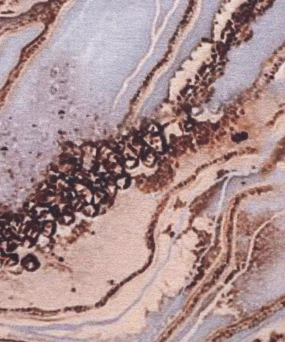 Light Brown Abstract Digital Print Japan Satin Fabric