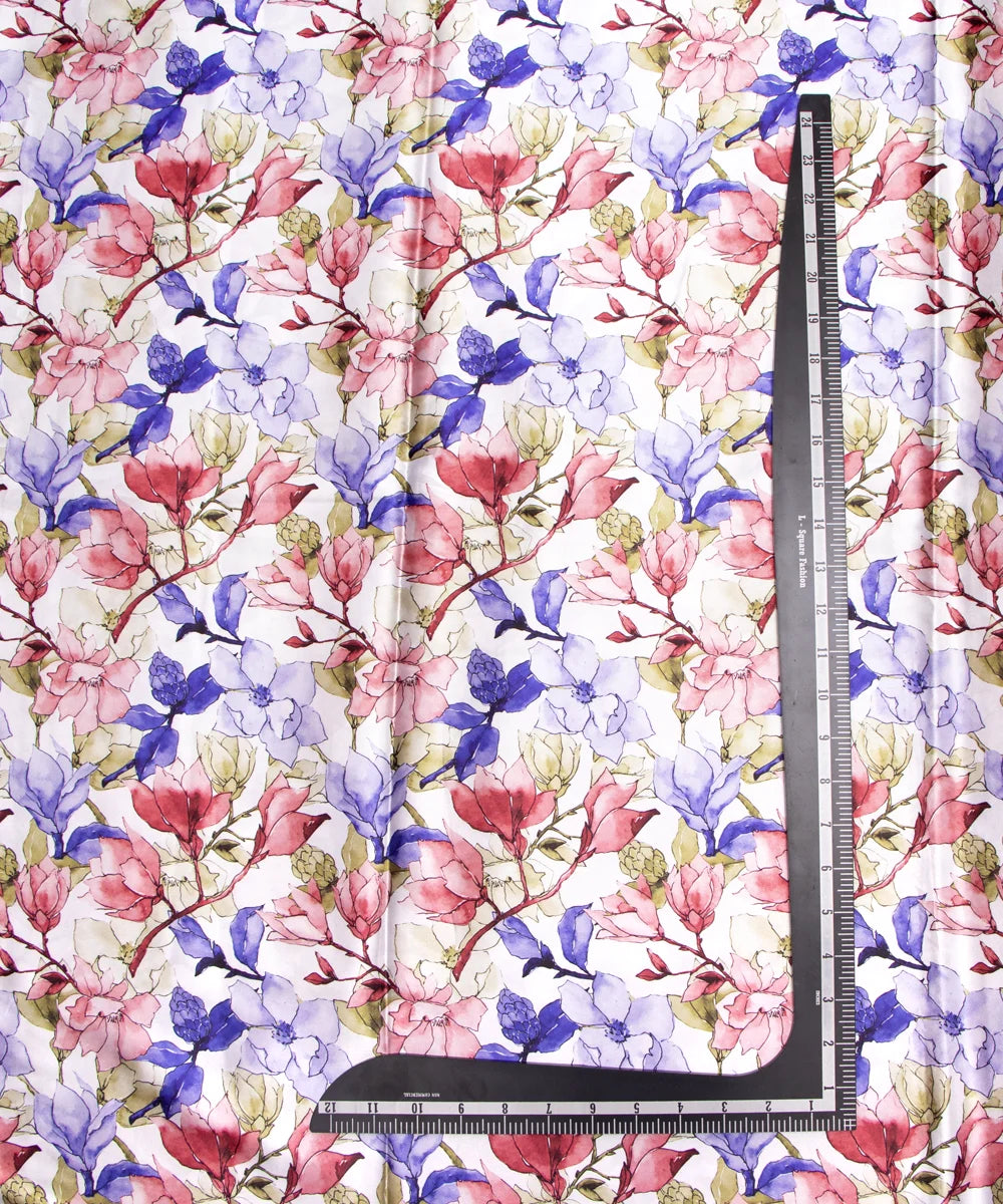Multicolor Floral Printed Digital Floral Print Japan Satin Fabric