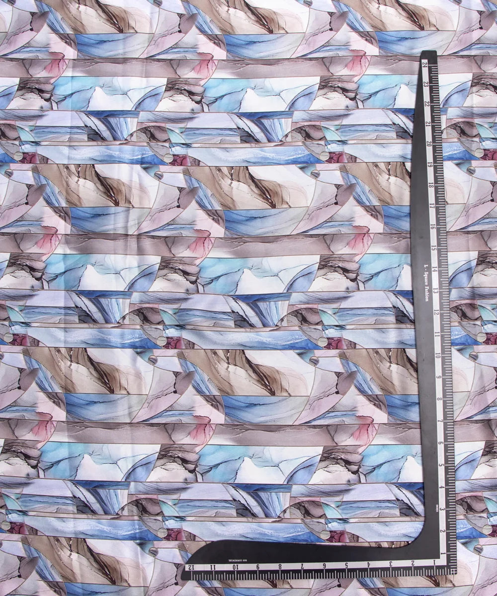 Abstract Printed Digital Floral Print Japan Satin Fabric