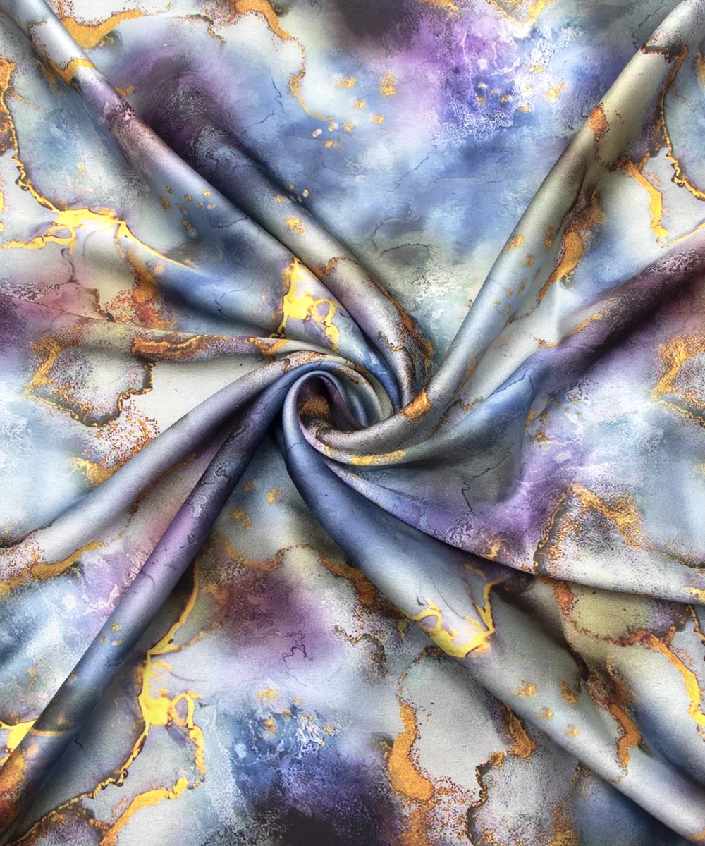 Multi Color Abstract Digital Print Japan Satin Fabric