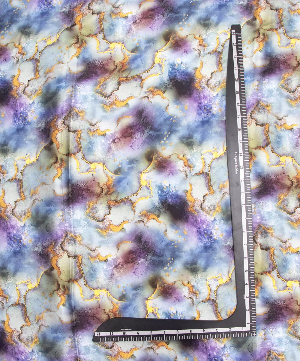 Multi Color Abstract Digital Print Japan Satin Fabric