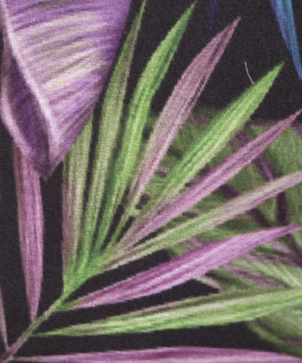 Black Floral Digital Print Japan Satin Fabric