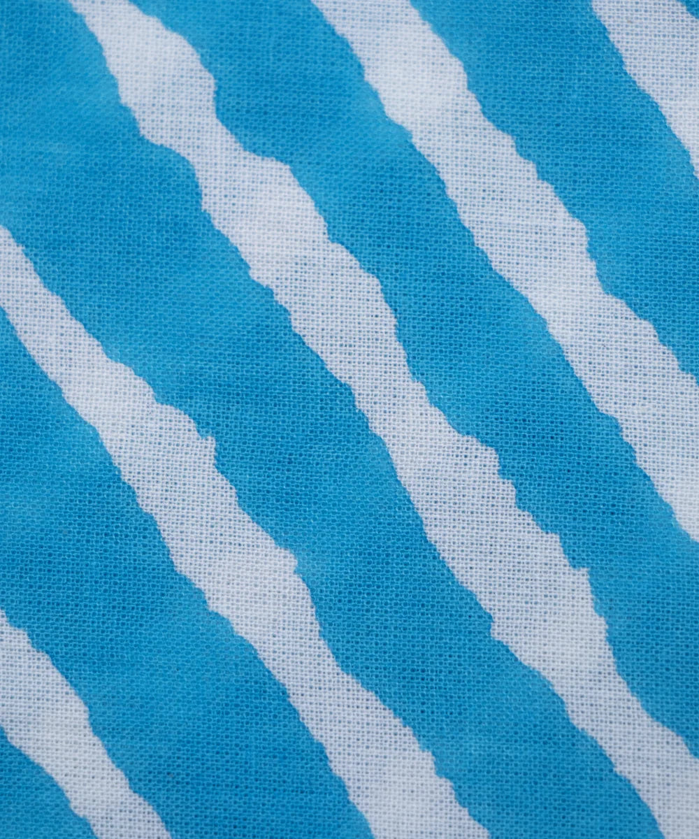 Jaipuri Screen Printed Blue Leheria Pure Cotton Fabric