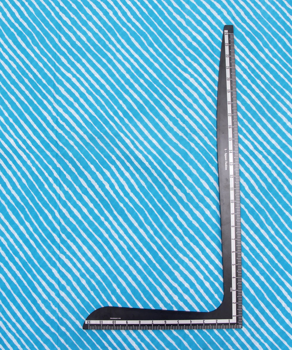 Jaipuri Screen Printed Blue Leheria Pure Cotton Fabric