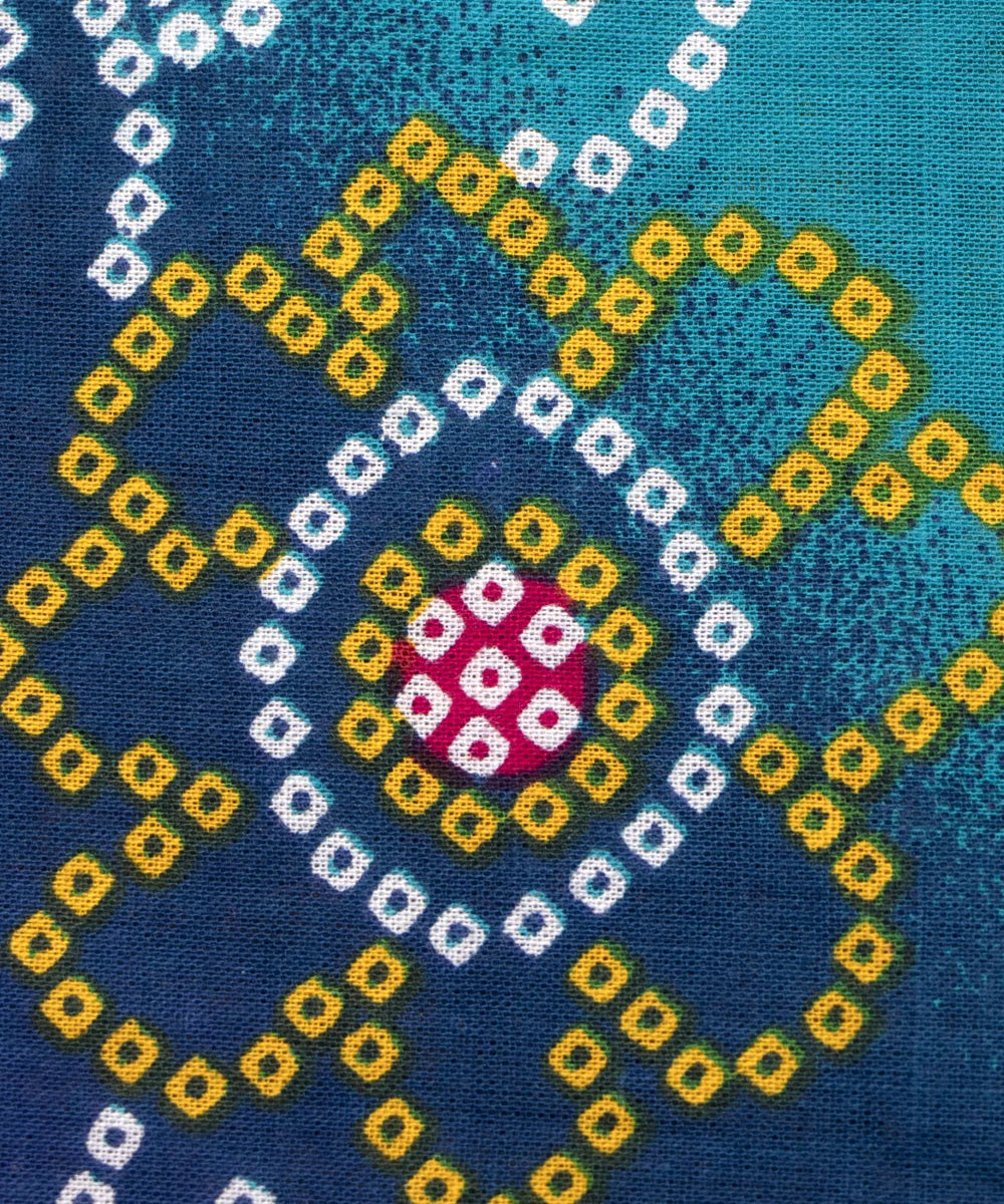 Jaipuri Screen Printed Blue Bhandej Pure Cotton Fabric