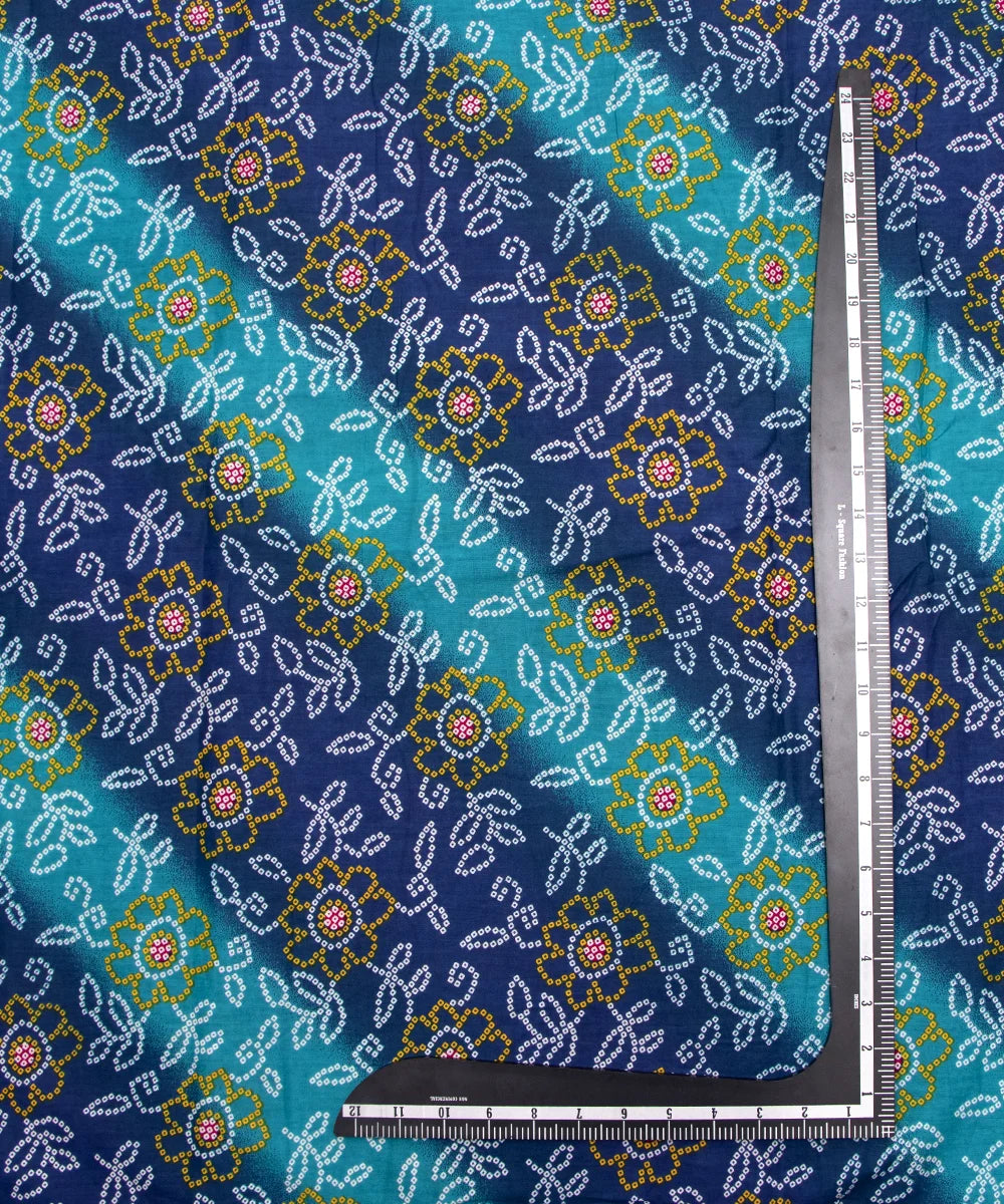 Jaipuri Screen Printed Blue Bhandej Pure Cotton Fabric