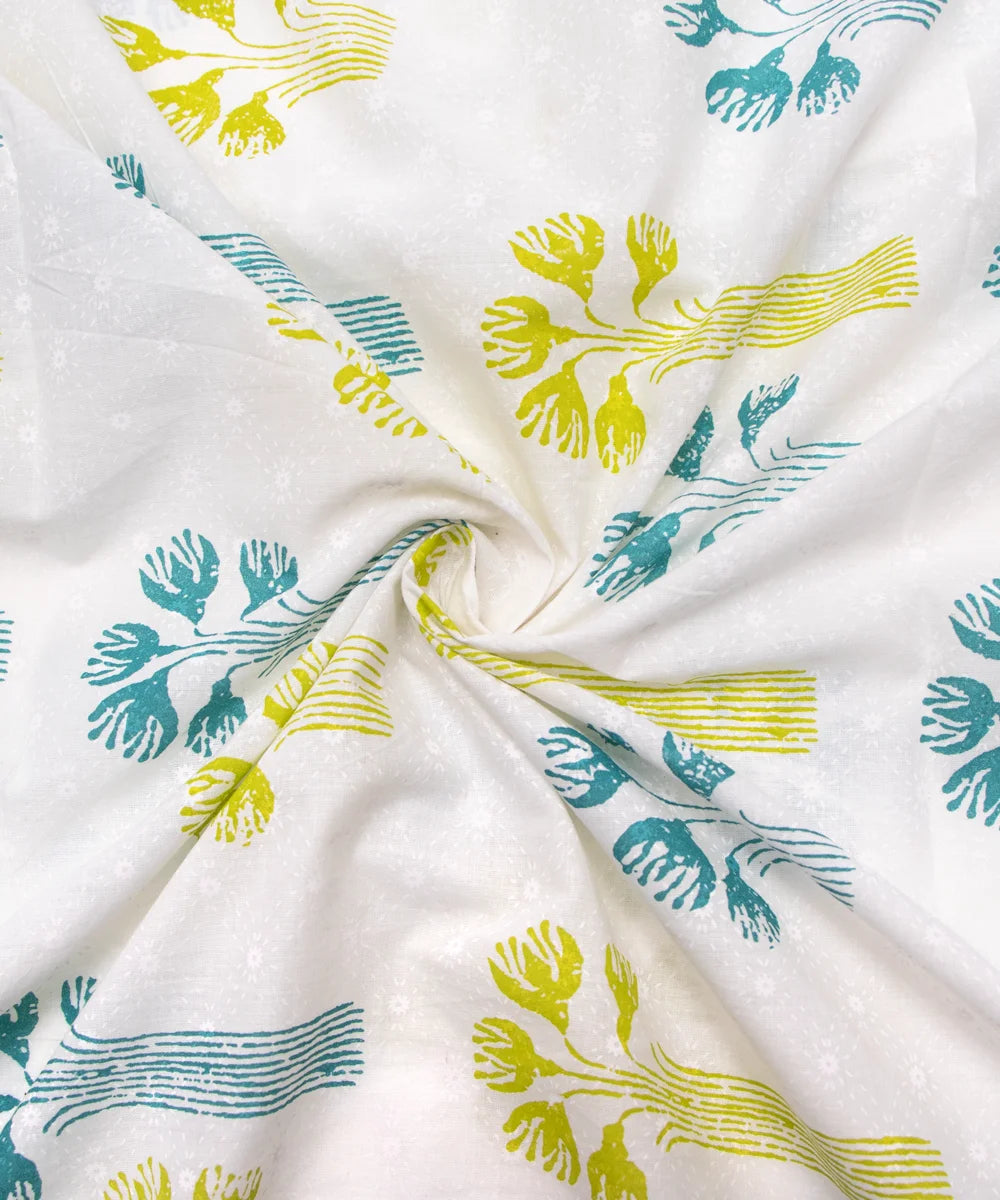 Jaipuri Screen Printed White Butta Pure Cotton Fabric