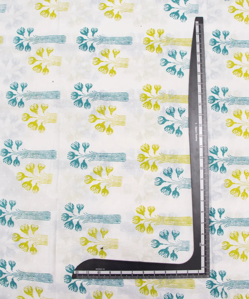 Jaipuri Screen Printed White Butta Pure Cotton Fabric