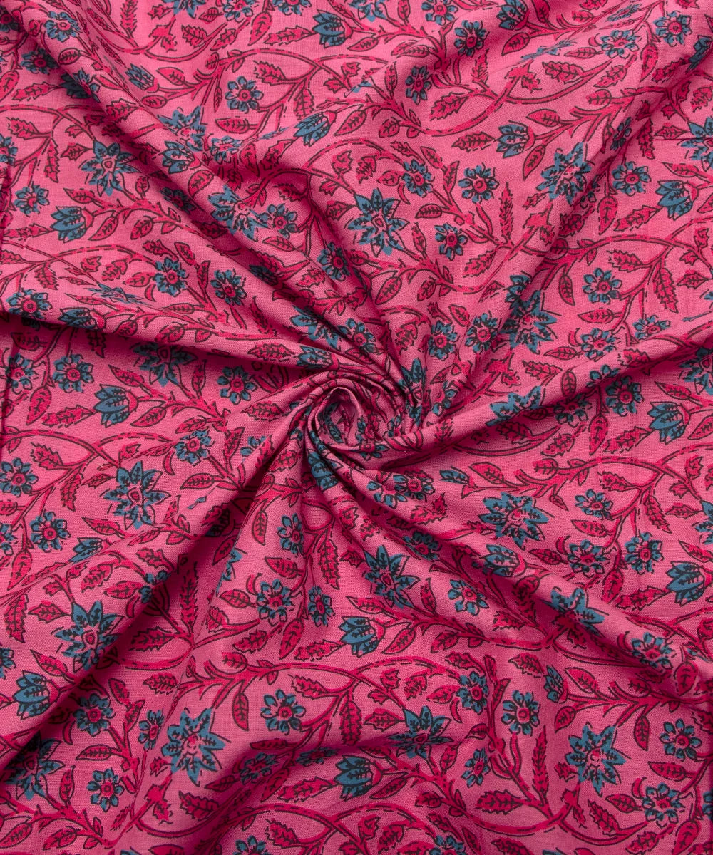 Jaipuri Screen Pink Jaal Printed Pure Cotton Fabric