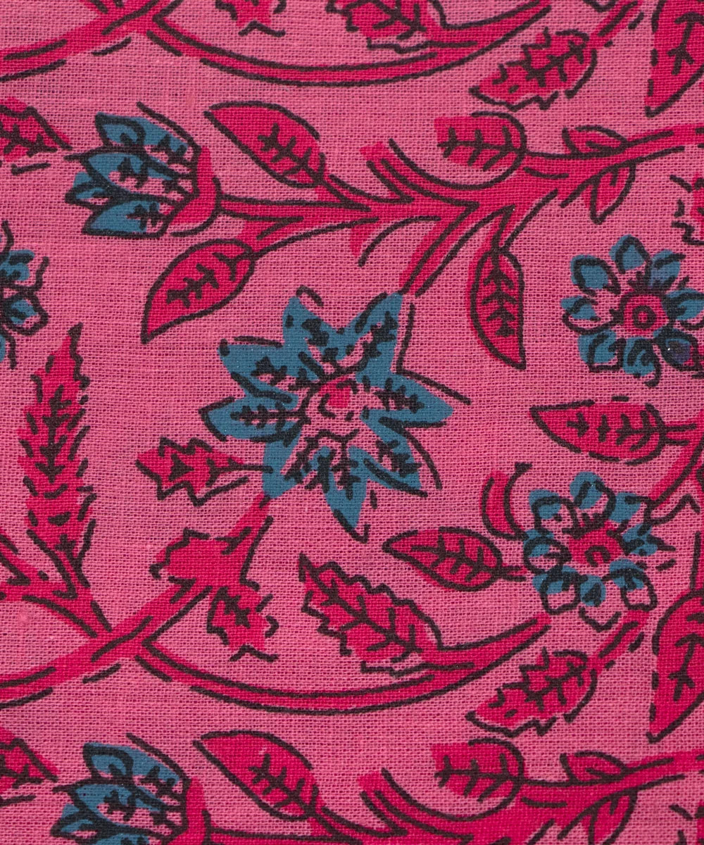 Jaipuri Screen Pink Jaal Printed Pure Cotton Fabric