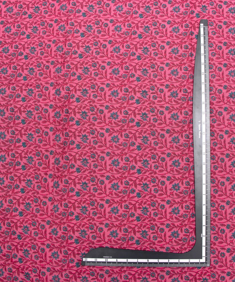 Jaipuri Screen Pink Jaal Printed Pure Cotton Fabric