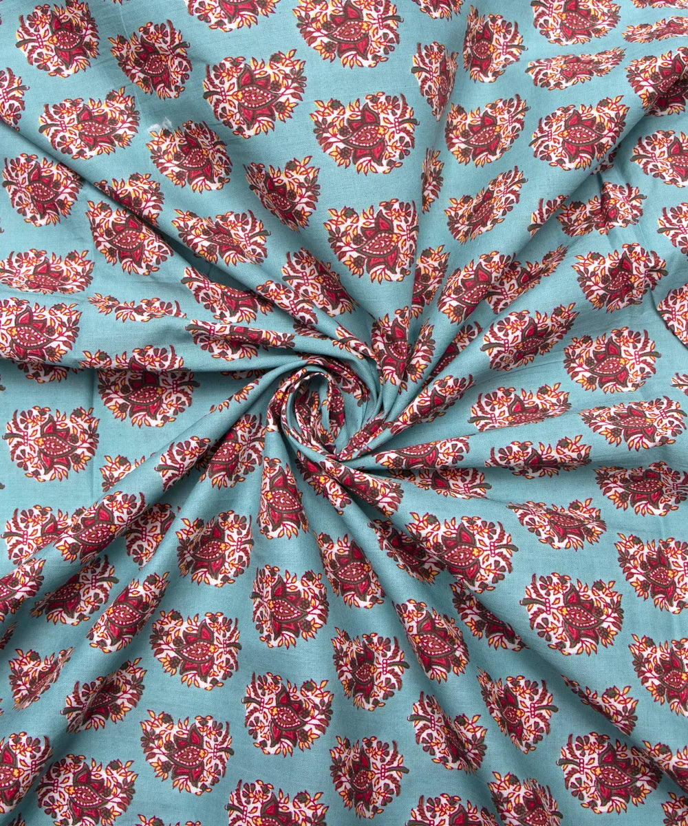 Jaipuri Screen Butti  Floral Printed Pure Cotton Fabric
