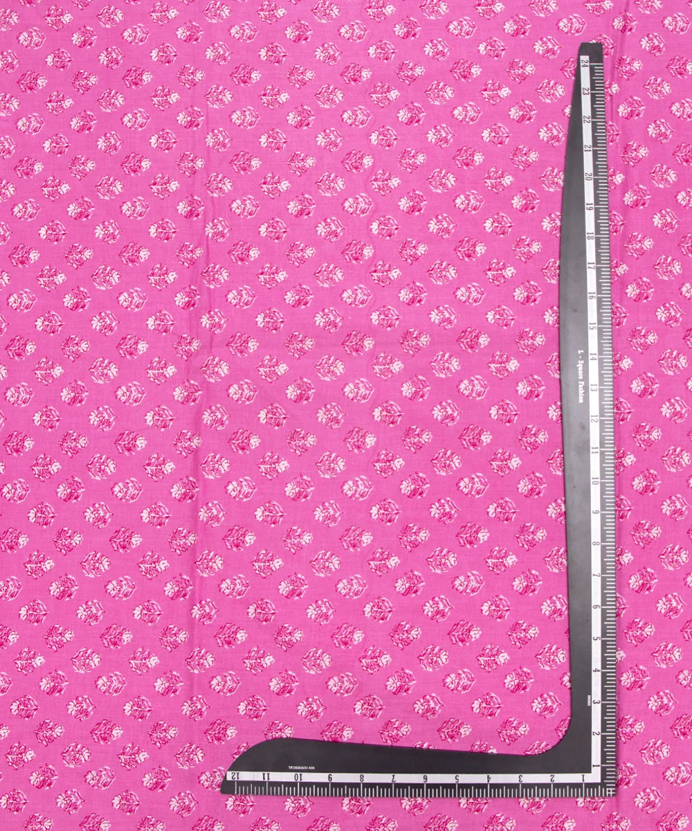Screen Baby Pink Butti Printed Pure Cotton Fabric