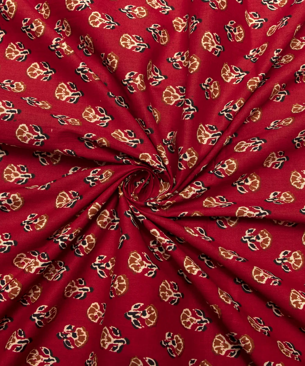 Screen Jaipuri Red Butti Printed Pure Cotton Fabric