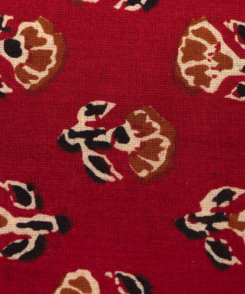 Screen Jaipuri Red Butti Printed Pure Cotton Fabric