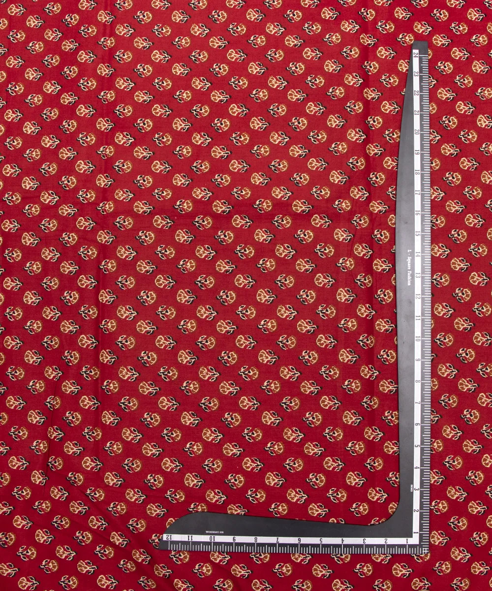 Screen Jaipuri Red Butti Printed Pure Cotton Fabric