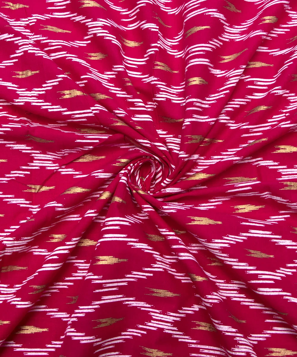 Jaipuri Rani Pink Ikkat Printed Pure Cotton Fabric