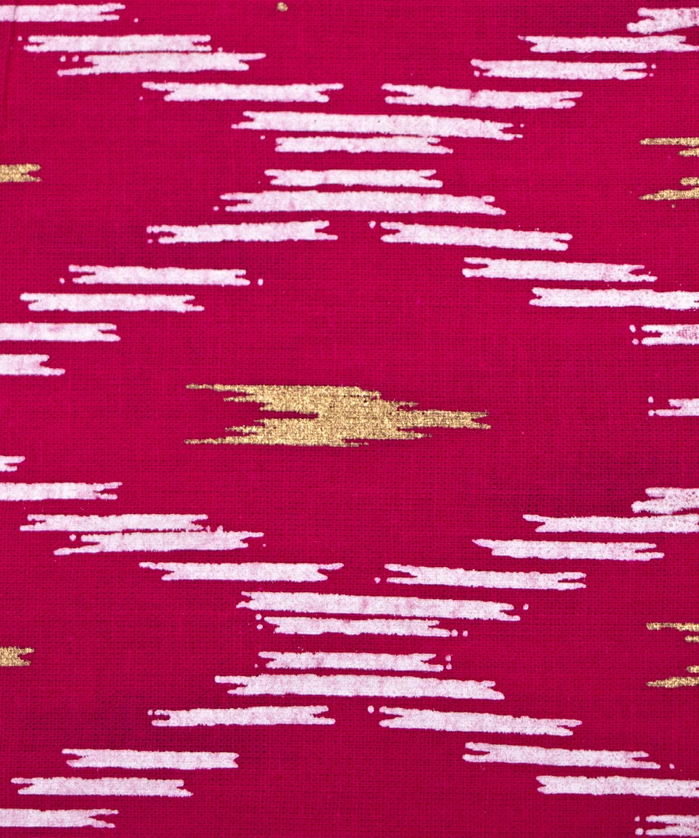 Jaipuri Rani Pink Ikkat Printed Pure Cotton Fabric
