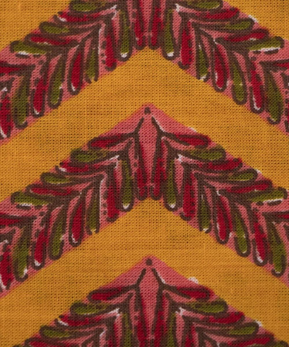 Jaipuri Screen Mustard Printed Pure Cotton Fabric