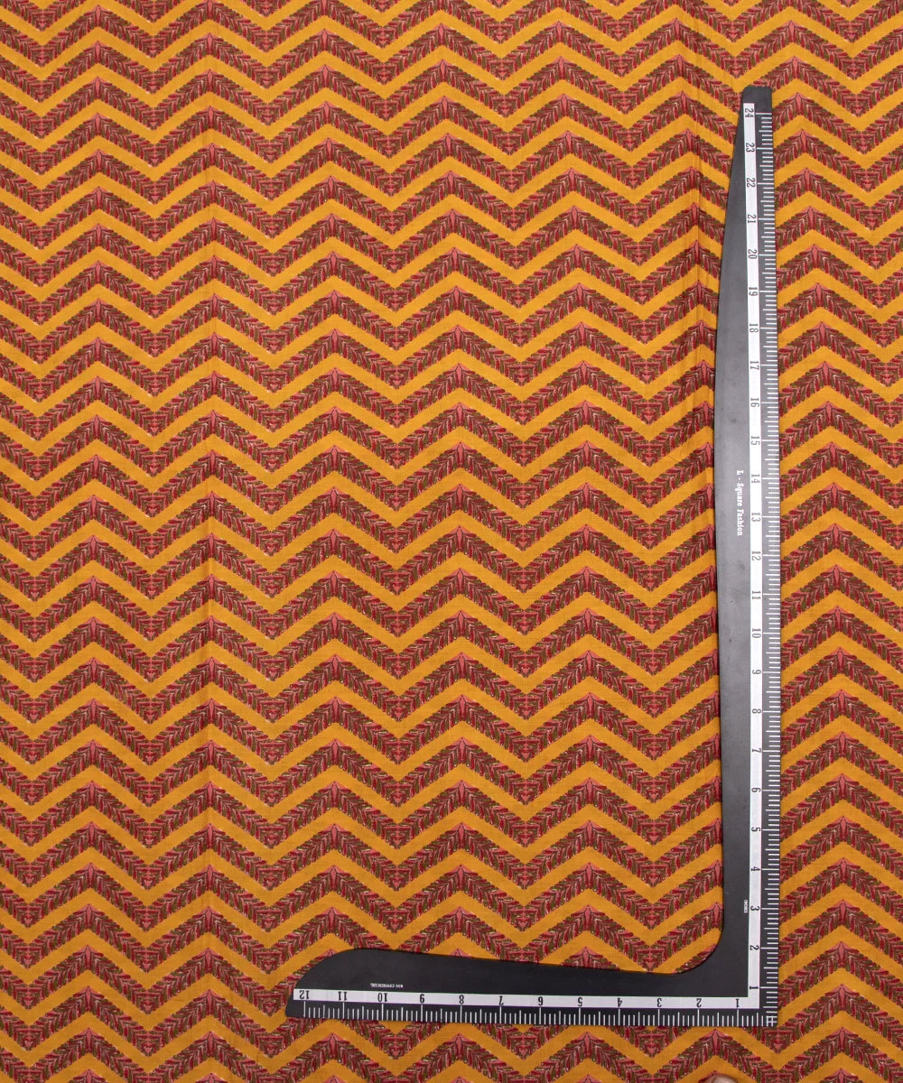 Jaipuri Screen Mustard Printed Pure Cotton Fabric
