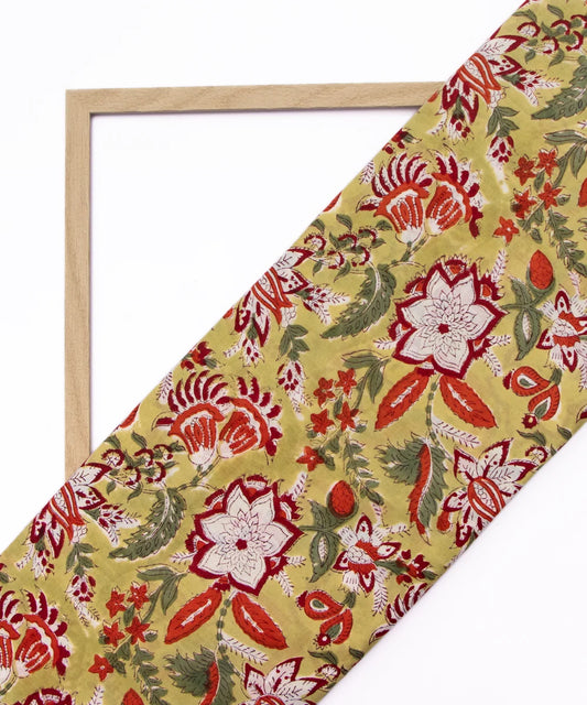 Jaipuri handblock Brownish Printed Natural Dye Soft Pure Cotton Fabric
