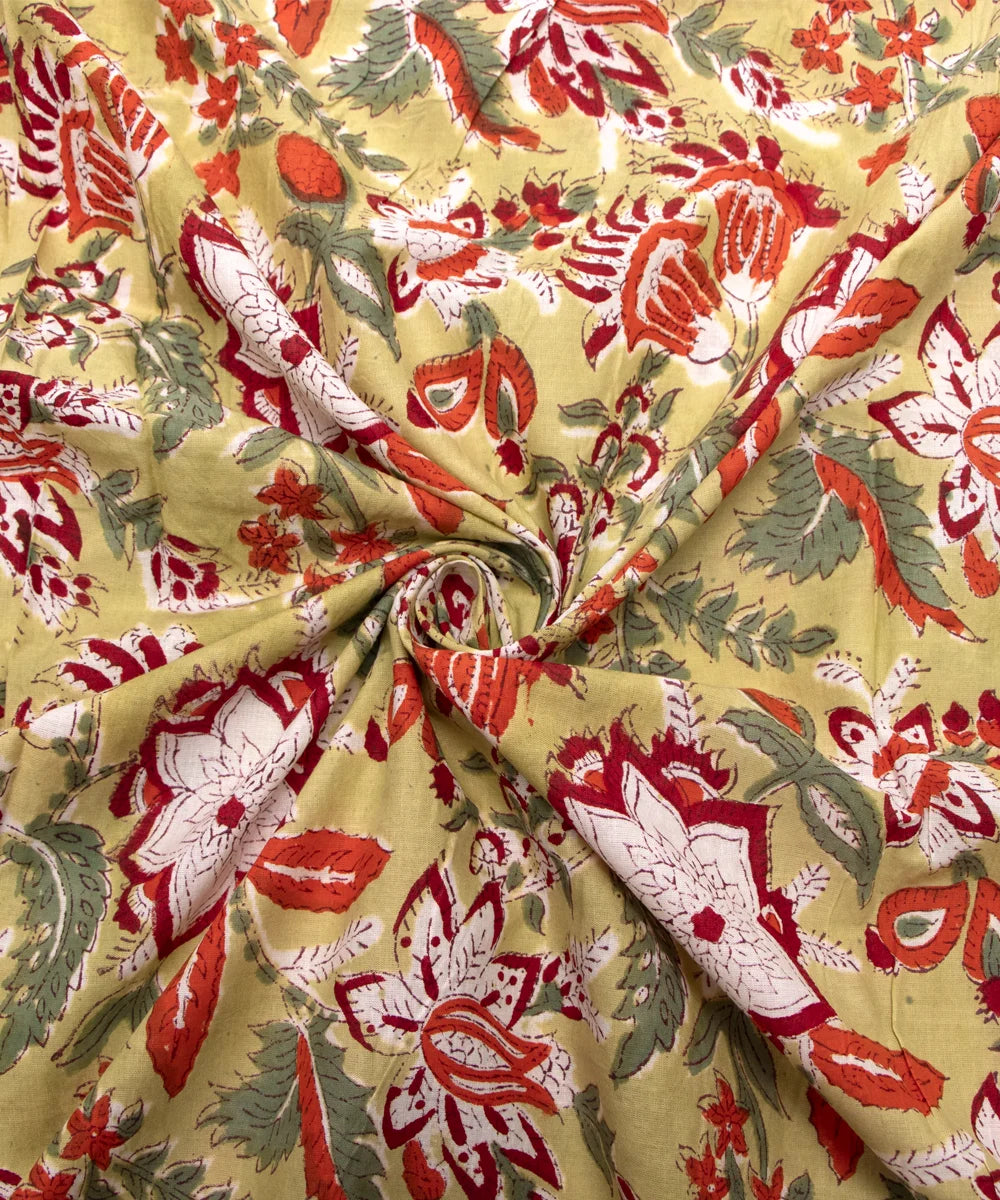 Jaipuri handblock Brownish Printed Natural Dye Soft Pure Cotton Fabric