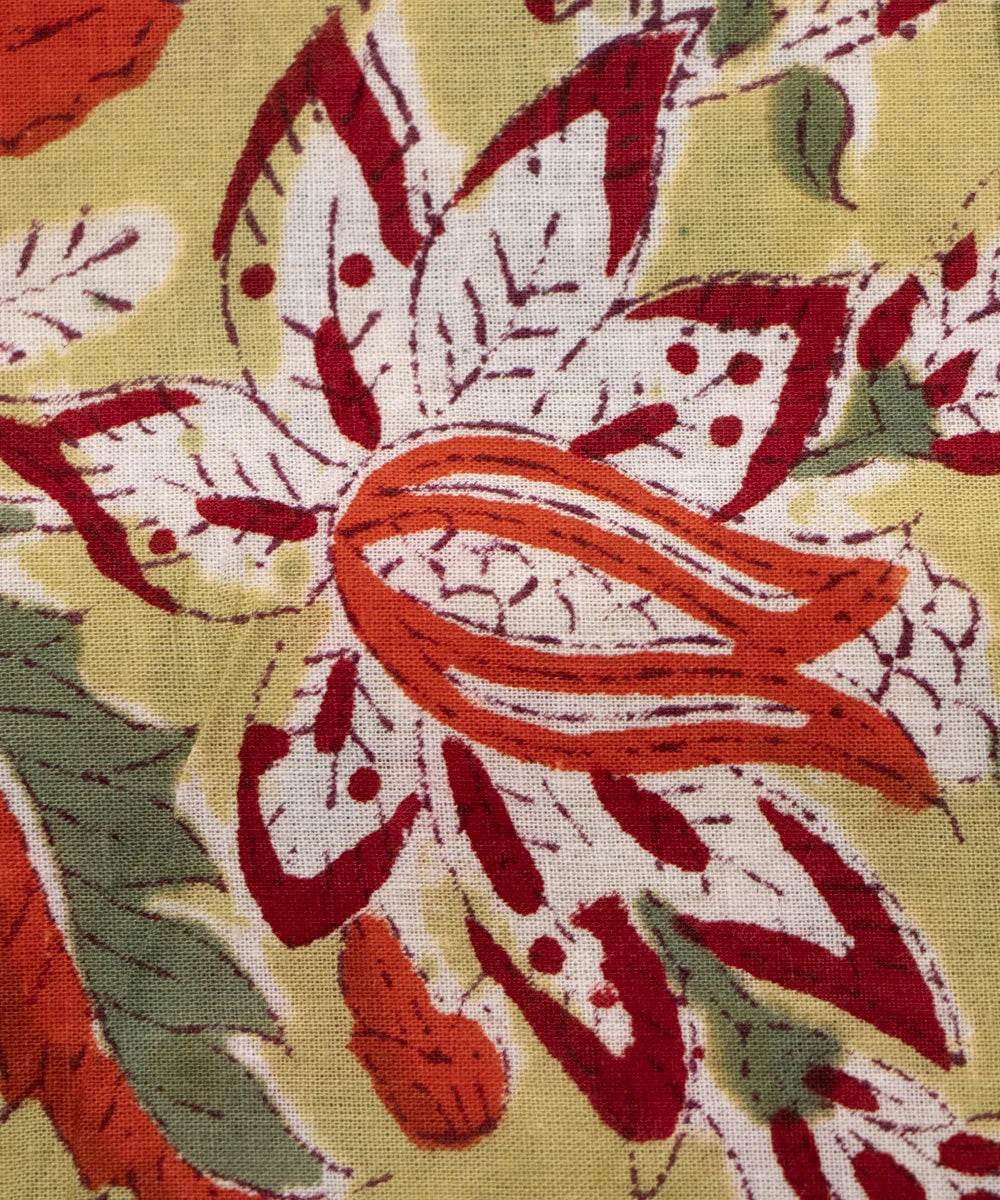 Jaipuri handblock Brownish Printed Natural Dye Soft Pure Cotton Fabric