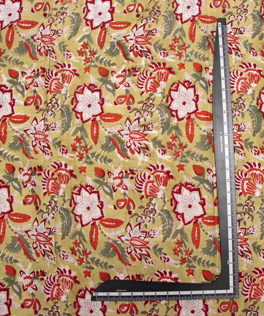 Jaipuri handblock Brownish Printed Natural Dye Soft Pure Cotton Fabric