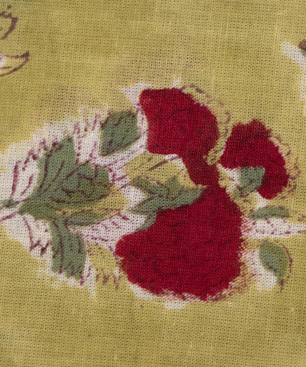 Jaipuri handblock Browish Printed Floral Natural Dye Soft Pure Cotton Fabric