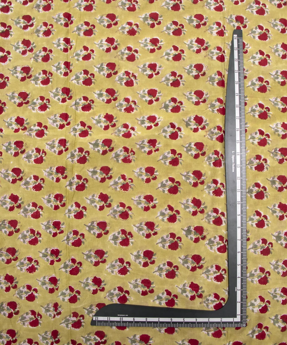 Jaipuri handblock Browish Printed Floral Natural Dye Soft Pure Cotton Fabric