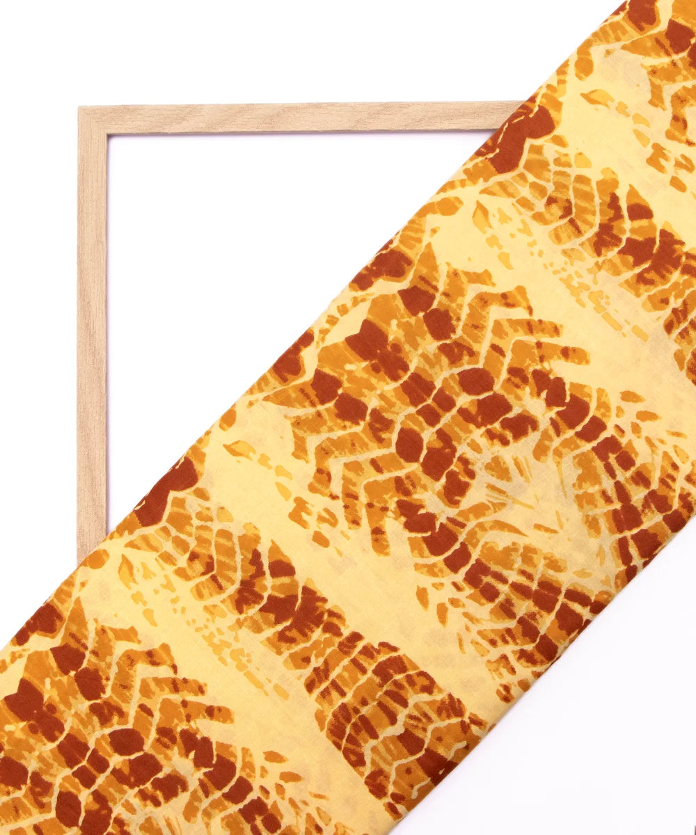 Jaipuri Screen Mustard Shibori Printed Cotton Fabric