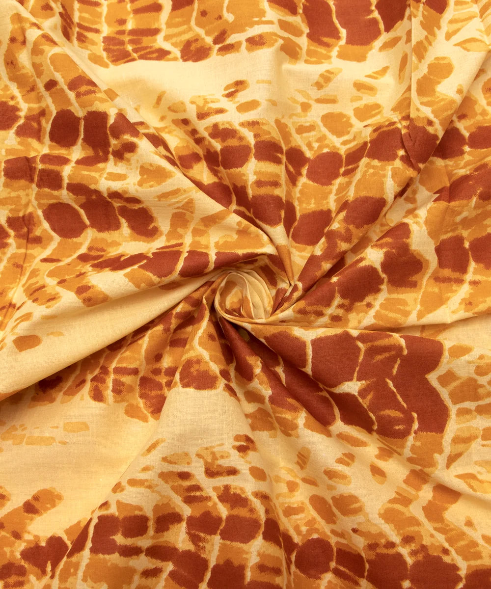 Jaipuri Screen Mustard Shibori Printed Cotton Fabric
