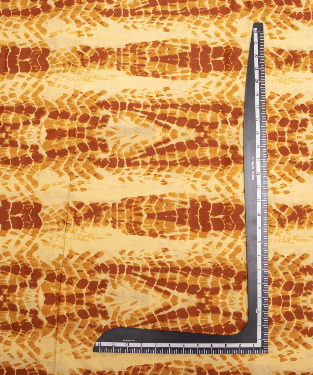 Jaipuri Screen Mustard Shibori Printed Cotton Fabric
